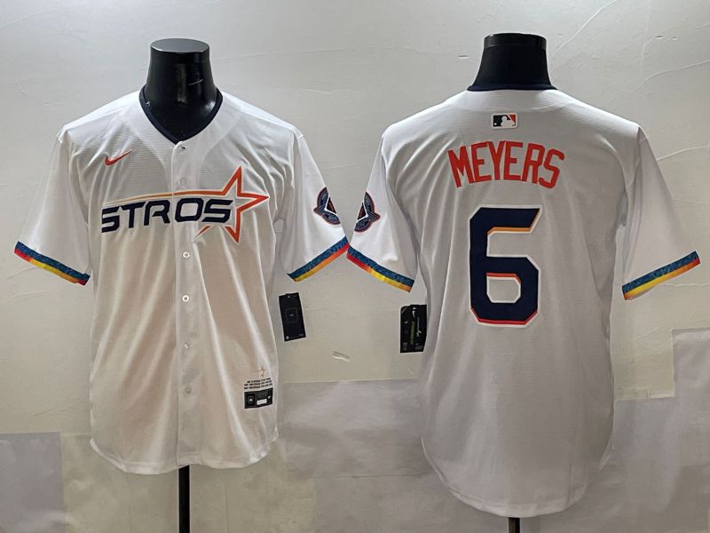 Men Houston Astros #6 Meyers White Four generations Joint Name 2025 Nike MLB Jersey style 1
